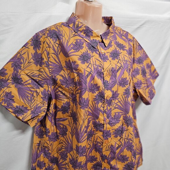 Wildfang The Essential Top Button Up Shirt Women Size 1X Flower Press Pecan - Picture 2 of 11